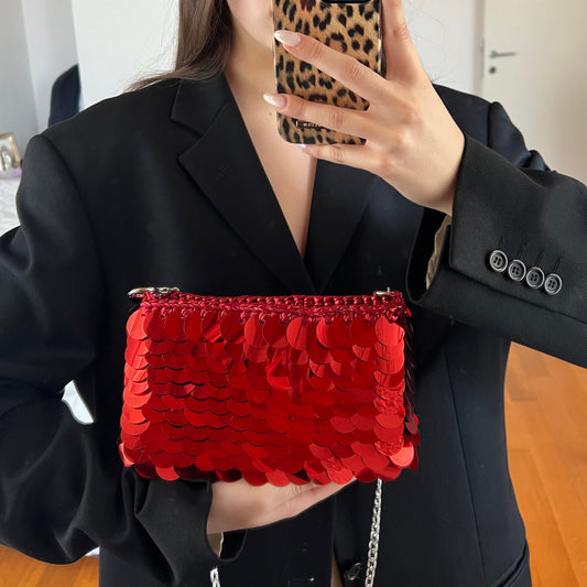 SHINE BAG ROSSO PAILLETTES